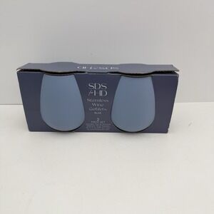 HD Designs Silicone Stemless Wine Tumbler Blue 2-pack Shatterproof Pool Safe